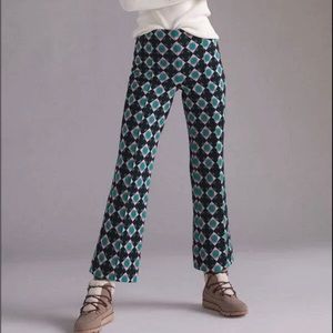 Anthropologie Maeve Kick Flare Jacquard Knit Pants Margot Diamond